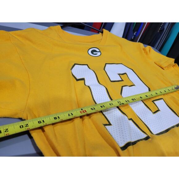 Majestic Aaron Rodgers # 12 T Shirt Greenbay Packers Mens Large Yellow - Picture 5 of 8